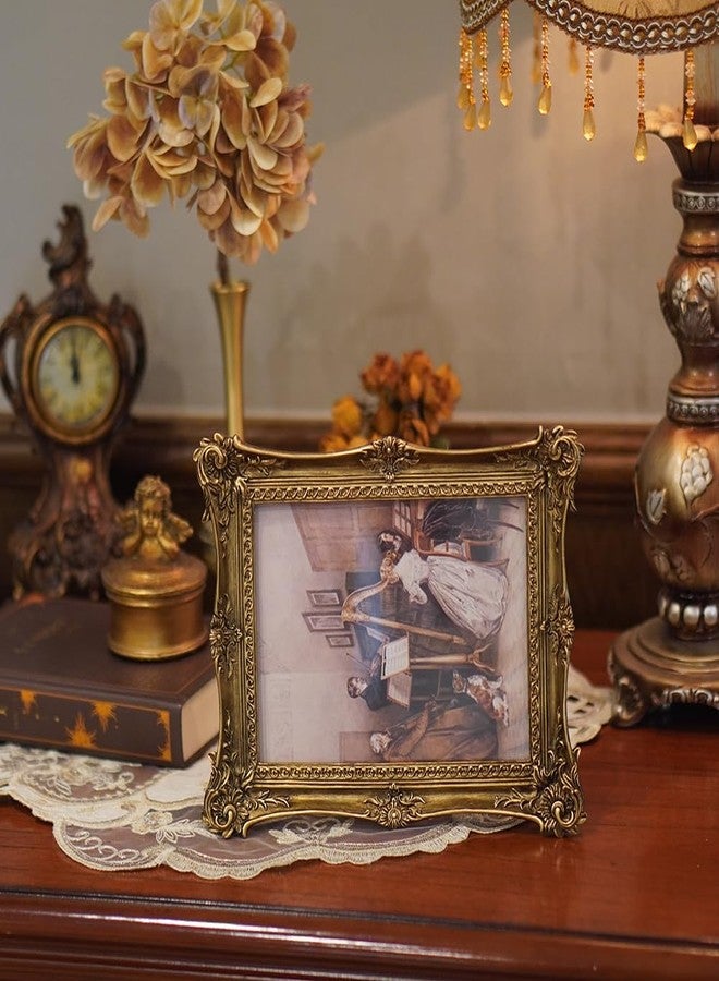 SIKOO Vintage Picture Frames 4x6 Antique Ornate Picture Frame Tabletop and Wall Mount Display Vintage Wall Decor Gallery Retro Home Decor Bronze Gold - Image 5